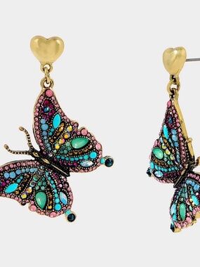 Betsey Johnson Boho Butterfly Drop Earrings